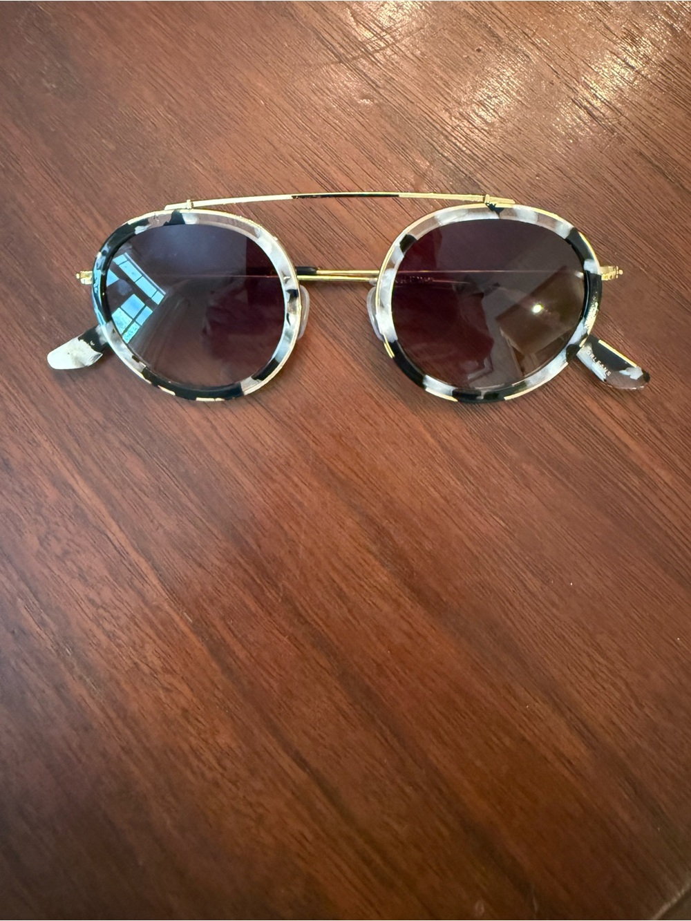 KREWE Round Tortoiseshell Acetate Sunglasses - Gold Frame, Brown Lenses - Picture 4 of 4